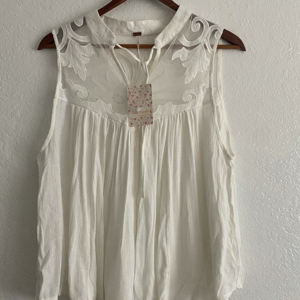 Free People Sleeveless White Top